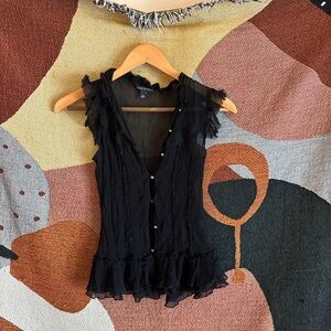 Banana Republic Black Ruffled Blouse